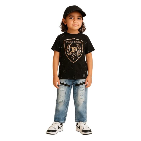 Phat Farm Short Sleeve Sweatshirt Road Narrows Acid Wash Jeans TODDLER Size 4 T - Picture 1 of 13